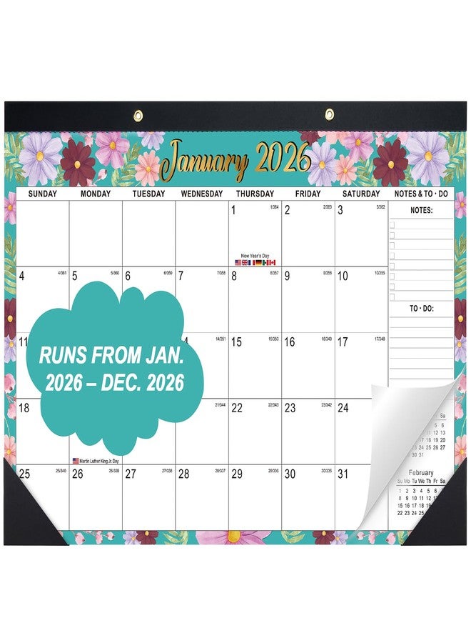 OMEYA 2026 Desk Calnedar: 12 Months Calendar Runs from JAN.2026 - Dec.2026, 17" x 12", Large Desk Calendar 2026 with Clear Waterproof Cover, Desk Top Calendar 2026 for Home Office Personal Organisers - Image 1