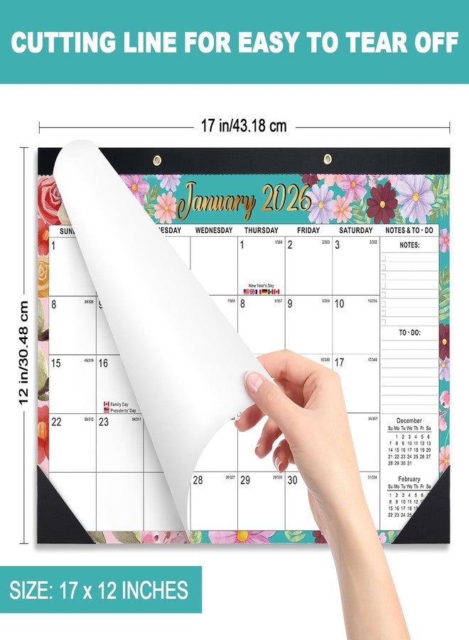OMEYA 2026 Desk Calnedar: 12 Months Calendar Runs from JAN.2026 - Dec.2026, 17" x 12", Large Desk Calendar 2026 with Clear Waterproof Cover, Desk Top Calendar 2026 for Home Office Personal Organisers - Image 2