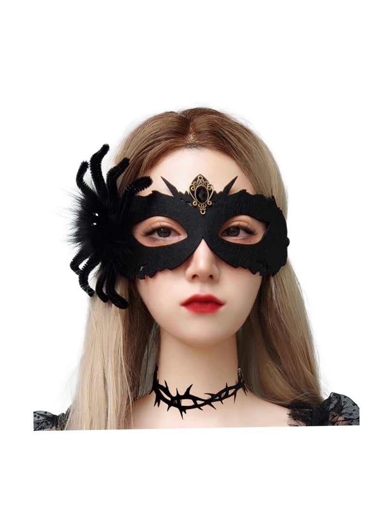 Black Masquerade Mask for Women, Mask, Spider Half Face Costume Mask, Fancy Dress Eye Mask Veil for Cosplay Party Girls Women (Size: 28x17x1.8 cm, Necklace: 17x14x1 cm)  - Image 2