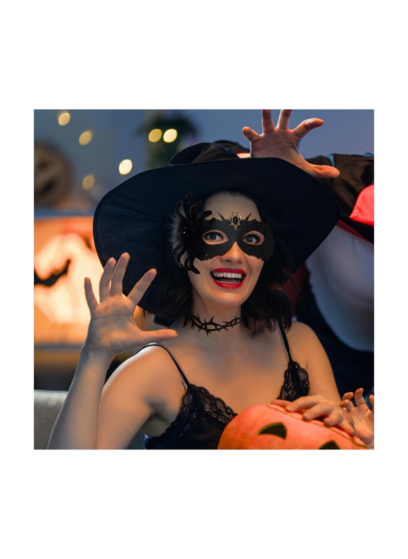 Black Masquerade Mask for Women, Mask, Spider Half Face Costume Mask, Fancy Dress Eye Mask Veil for Cosplay Party Girls Women (Size: 28x17x1.8 cm, Necklace: 17x14x1 cm)  - Image 3