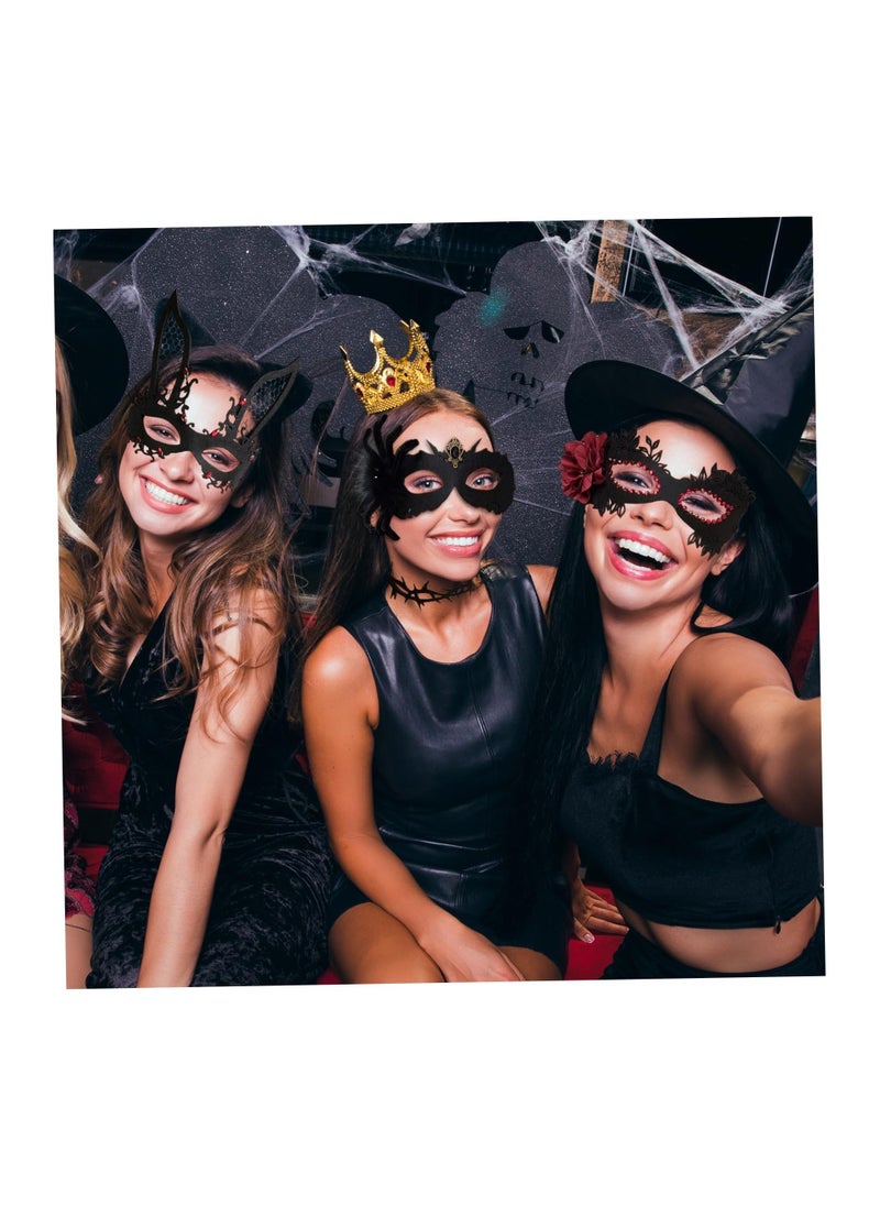 Black Masquerade Mask for Women, Mask, Spider Half Face Costume Mask, Fancy Dress Eye Mask Veil for Cosplay Party Girls Women (Size: 28x17x1.8 cm, Necklace: 17x14x1 cm)  - Image 5