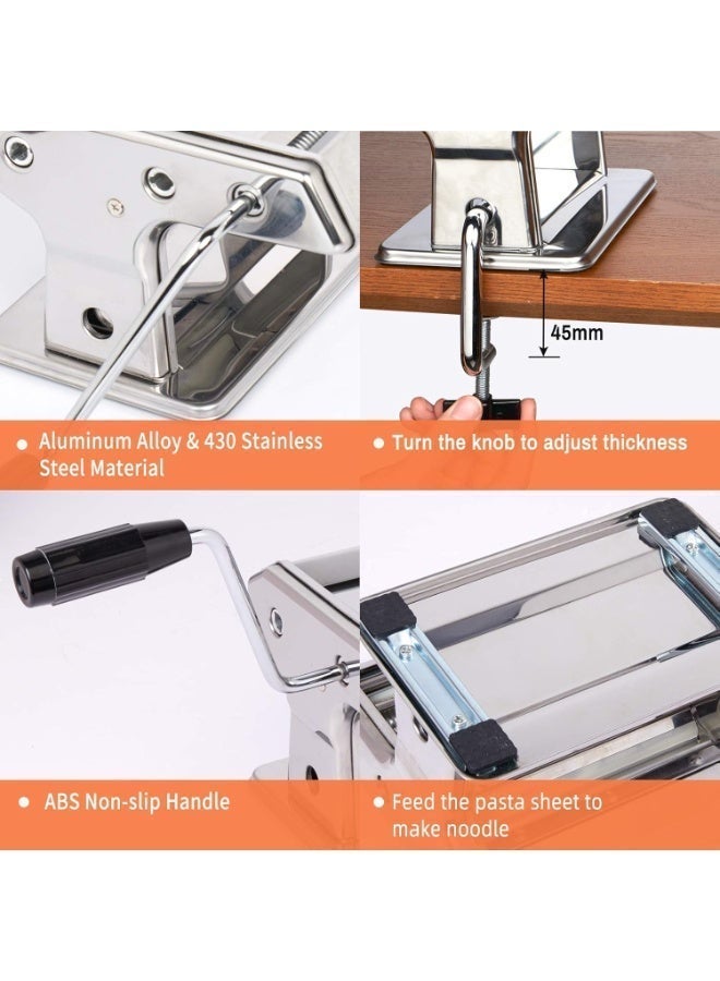 DESSINI Stainless Steel Pasta Maker Machine, 7 Adjustable Thickness Settings Noodles Maker with Washable Aluminum Alloy Rollers and Cutter - Image 5
