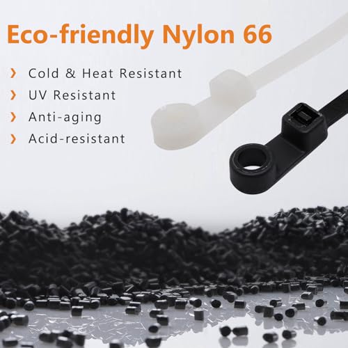 BENLIUDH Zip Ties with Screw Hole, Plastic Self Locking Screw Mount Wire Ties for Indoor & Outdoor Black+White (8 Inch, 200Pcs) - Image 4
