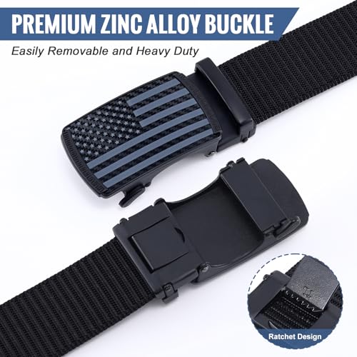 SANSTHS Ratchet Men Belt Black Tactical Nylon Belts for Men with Automatic Slide Buckle Casual Golf Belt Medium - Image 3