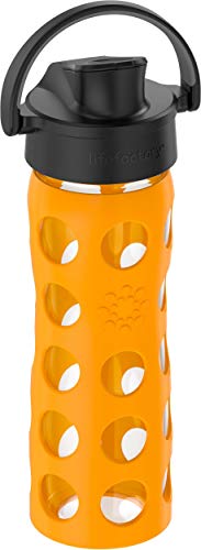Lifefactory 16-Ounce Glass Water Bottle with Active Flip Cap and Protective Silicone Sleeve, Marigold - Image 2
