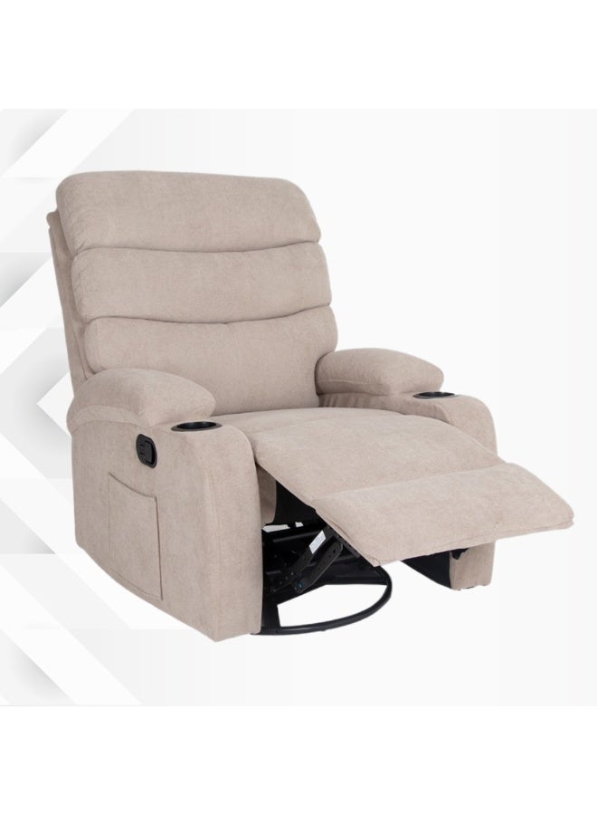 بكسل للأثاث كرسي استرخاء بحاملات أكواب من بكسل الأثاث, كرسي استرخاء هزاز ودوار من القماش الناعم مع مسند قدم قابل للتعديل - Image 4