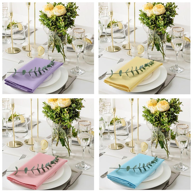 KOFFOTA Cloth Napkins Set of 8,Spring Colors,18 x 18 inch,Easter Table Decorations,Washable Cloth Napkins Made of 100% Microfiber,Good for Restaurant, Everyday use, Parties. (4 Patel Colors) - Image 2