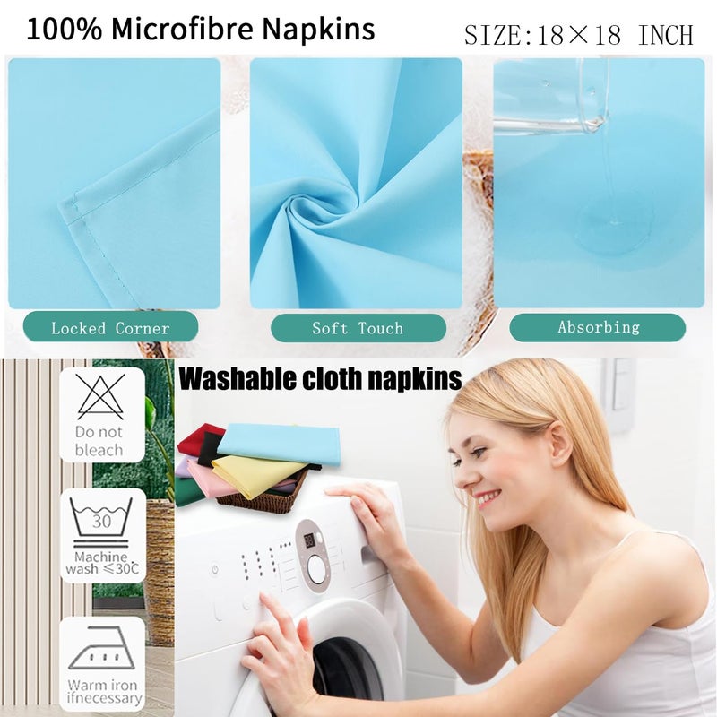 KOFFOTA Cloth Napkins Set of 8,Spring Colors,18 x 18 inch,Easter Table Decorations,Washable Cloth Napkins Made of 100% Microfiber,Good for Restaurant, Everyday use, Parties. (4 Patel Colors) - Image 3