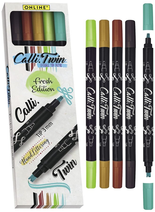 Online Calligraphy Twin double tip pens Fresh Edition Set of 5 - Image 1