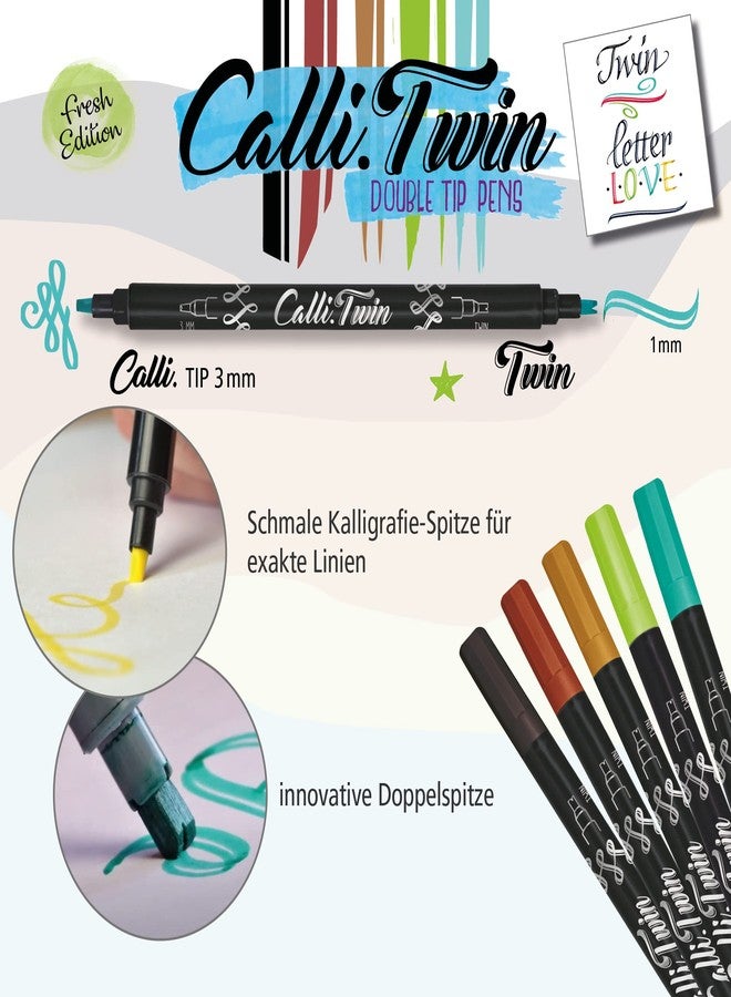 Online Calligraphy Twin double tip pens Fresh Edition Set of 5 - Image 3