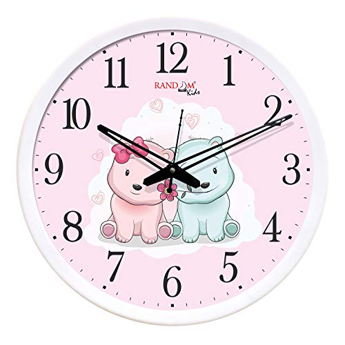 RANDOM 12-inch Pink Plastic & Glass Wall Clock for Home, Living Room, Lobby, Kitchen - Image 1