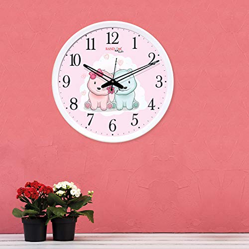 RANDOM 12-inch Pink Plastic & Glass Wall Clock for Home, Living Room, Lobby, Kitchen - Image 2