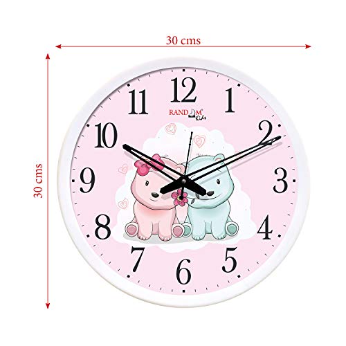 RANDOM 12-inch Pink Plastic & Glass Wall Clock for Home, Living Room, Lobby, Kitchen - Image 4
