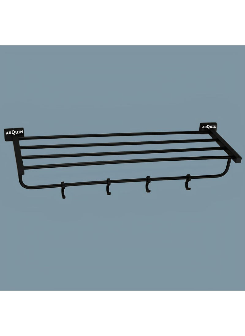 EVANEX EVANEX Aroma 304 Grade Stainless Steel Towel Rack for BathroomWall Mounted Towel HangerSpace Saving Towel HolderBathroom Accessories Black Matt Pack of 1  - Image 1