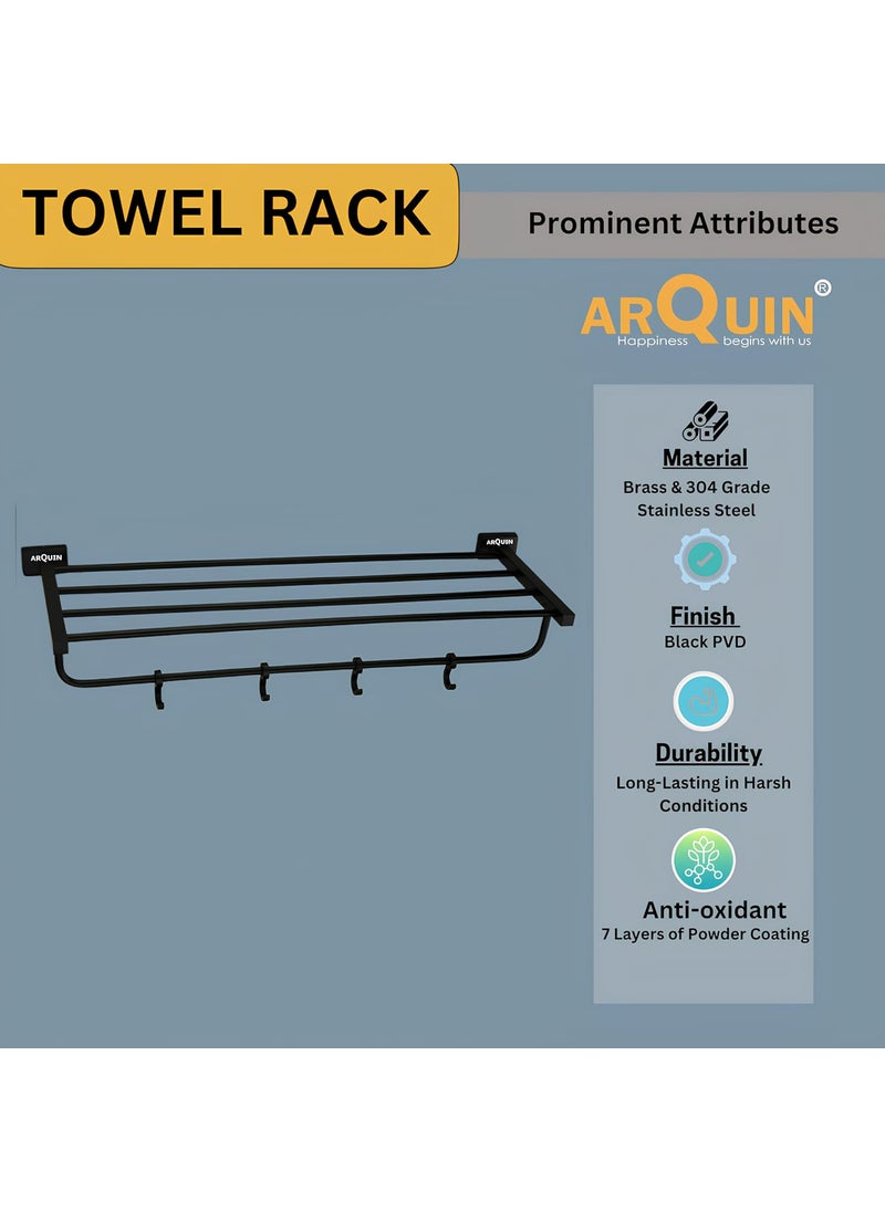 EVANEX EVANEX Aroma 304 Grade Stainless Steel Towel Rack for BathroomWall Mounted Towel HangerSpace Saving Towel HolderBathroom Accessories Black Matt Pack of 1  - Image 3