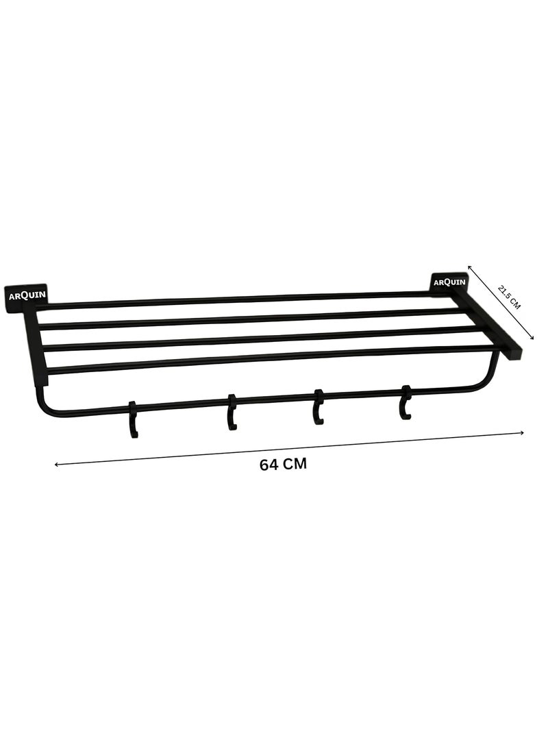 EVANEX EVANEX Aroma 304 Grade Stainless Steel Towel Rack for BathroomWall Mounted Towel HangerSpace Saving Towel HolderBathroom Accessories Black Matt Pack of 1  - Image 4
