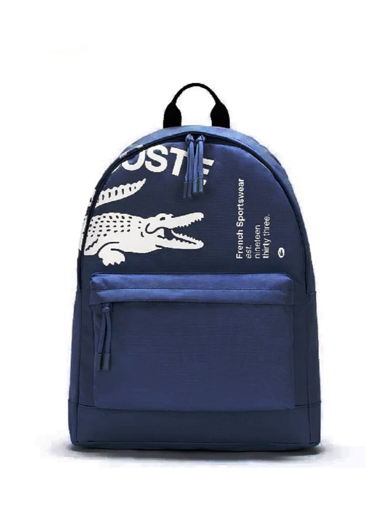 لاكوست حقيبة ظهر كاجوال مطبوعة من لاكوست باللون الأزرق - Image 1