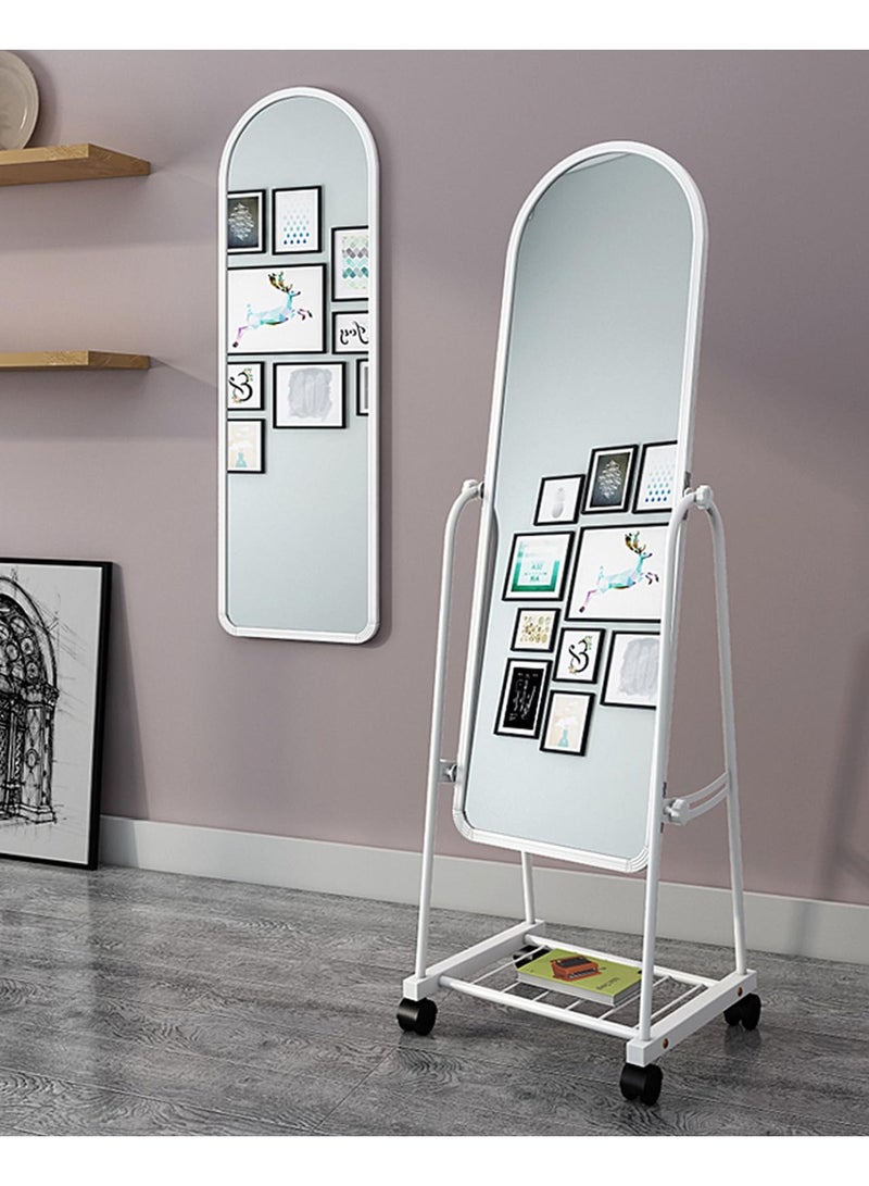 Floor Mirror, Full Length Mirror on Wheels, 31cmx 152cm with Metal Frame and Stand, Tilting Swivel Modern Dressing Mirror for Home Decor(White,3113) - Image 1