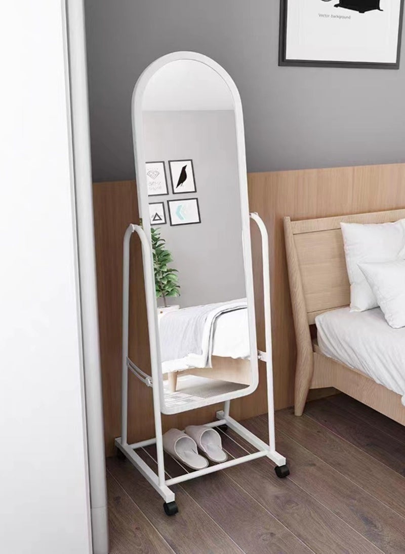 Floor Mirror, Full Length Mirror on Wheels, 31cmx 152cm with Metal Frame and Stand, Tilting Swivel Modern Dressing Mirror for Home Decor(White,3113) - Image 2