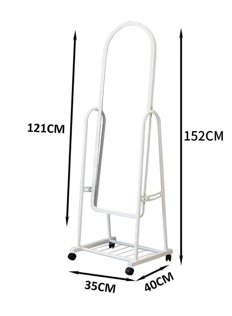 Floor Mirror, Full Length Mirror on Wheels, 31cmx 152cm with Metal Frame and Stand, Tilting Swivel Modern Dressing Mirror for Home Decor(White,3113) - Image 3