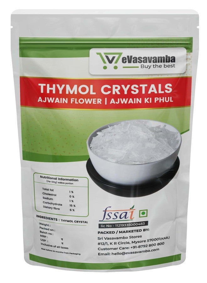 eVasavamba Premium Thymol & Menthol Crystals | 100% Pure & Natural | Ajwain Flower (Thymus Vulgaris) & Mint (Pudina Ka Phool) | Vamu Puvvu | Joni Guti Yamani Ajamo | A++ Grade (Thymol Crystals - 1 Kg) - Image 1