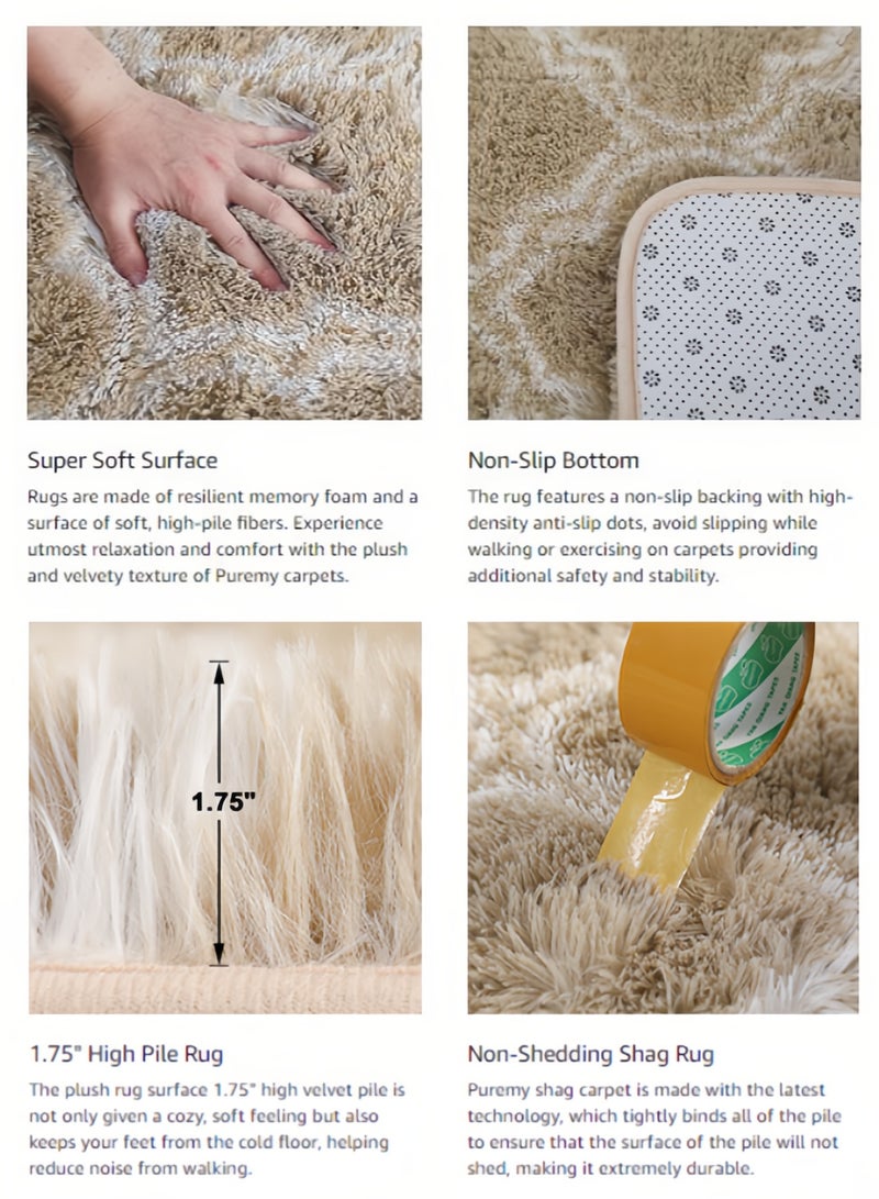 أوبتيكو سجادة عصرية ناعمة، سجادة ناعمة من القطيفة مضادة للانزلاق، سجادة ناعمة من القطيفة، سجادة ناعمة من القطيفة، سجادة ناعمة من القطيفة، لا تتساقط وسهلة التنظيف، مناسبة لغرف النوم، غرف الأطفال، الحضانة، ديكور المنزل - Image 2