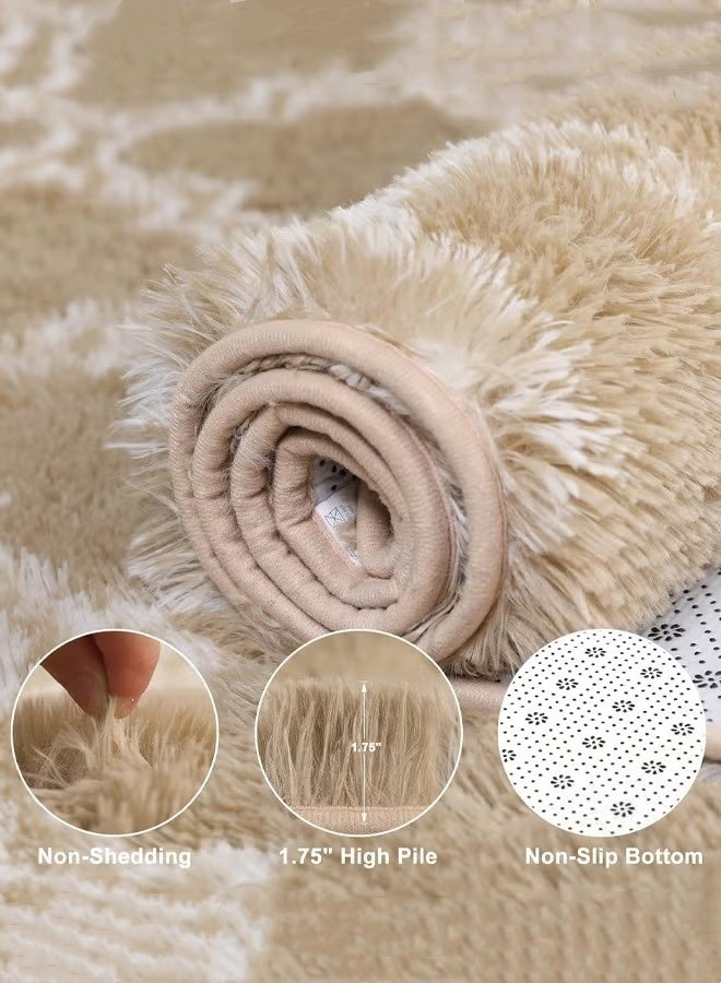 أوبتيكو سجادة عصرية ناعمة، سجادة ناعمة من القطيفة مضادة للانزلاق، سجادة ناعمة من القطيفة، سجادة ناعمة من القطيفة، سجادة ناعمة من القطيفة، لا تتساقط وسهلة التنظيف، مناسبة لغرف النوم، غرف الأطفال، الحضانة، ديكور المنزل - Image 4