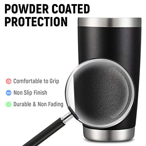 COMOOO 20oz Black Tumbler 4 Pack Stainless Steel Insulated Travel Mug with Lid and Straw Vacuum Double Wall Coffee Cup for Hot Beverage and Cold Drinks(Black, 4 Pack) - Image 4