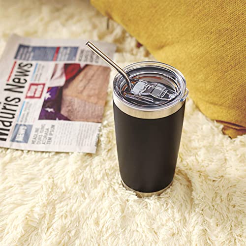 COMOOO 20oz Black Tumbler 4 Pack Stainless Steel Insulated Travel Mug with Lid and Straw Vacuum Double Wall Coffee Cup for Hot Beverage and Cold Drinks(Black, 4 Pack) - Image 5