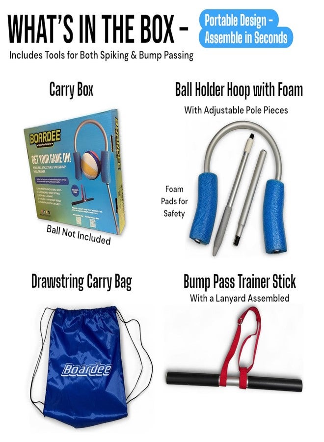 BOARDEE Volleyball Spike & Passing Trainer – Adjustable Ball Holder for Spiking Power & Passing Accuracy – Volleyball Training Equipment Kit with Stick, Foam Holder, Carry Bag & Storage Box - Image 4