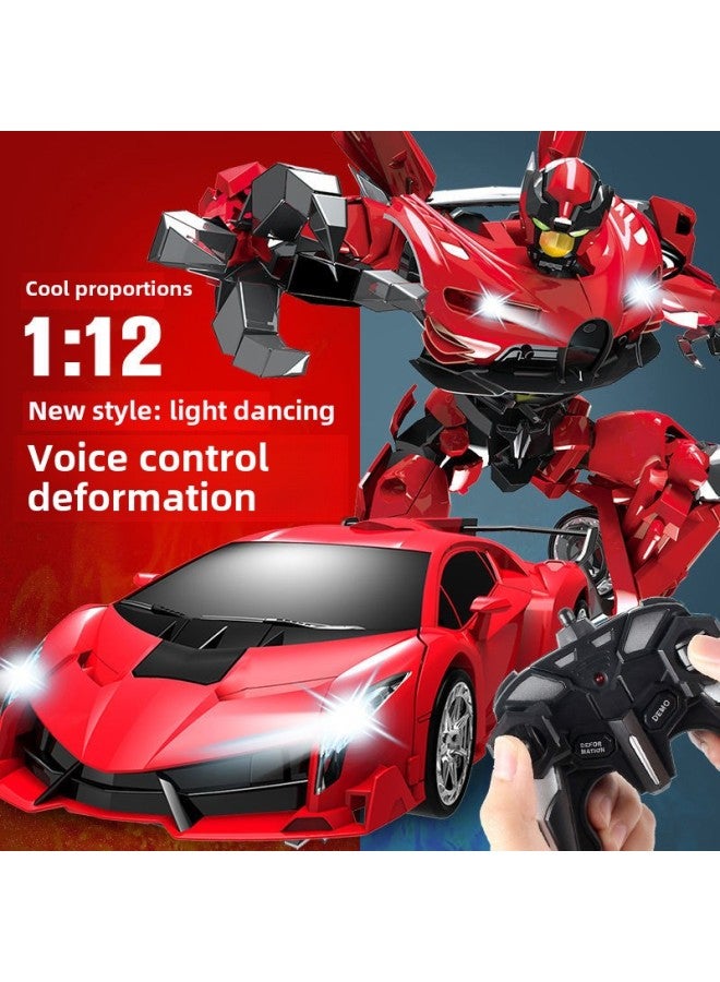 Children's Remote Control Car Toy Large Rechargeable Racing King Kong Robot Gesture Sensing Deformation Remote Control Car-Color:37cm Matte Red 】-Proportion:3 Car Battery 】 - Image 2