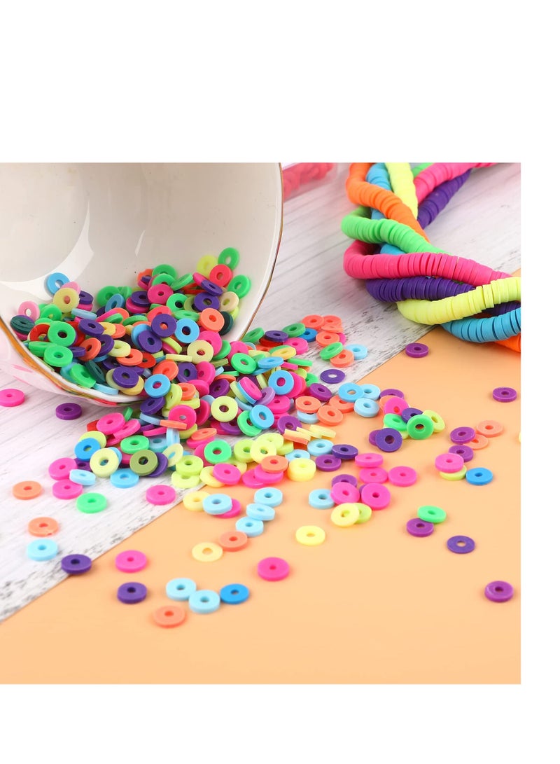 SYOSI Clay Beads, Round Handmade Heishi Beads, 2100 Pcs Polymer Flat Beads, Beads for Jewelry Making, for Necklace Jewelry Bracelet Earring Pendant and Anklet Craft Making DIY Craft Kit  - Image 2