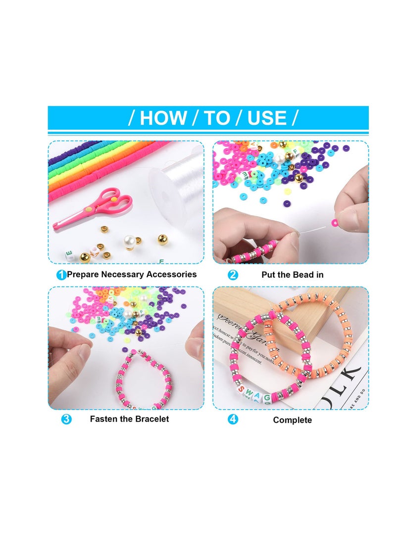 SYOSI Clay Beads, Round Handmade Heishi Beads, 2100 Pcs Polymer Flat Beads, Beads for Jewelry Making, for Necklace Jewelry Bracelet Earring Pendant and Anklet Craft Making DIY Craft Kit  - Image 4