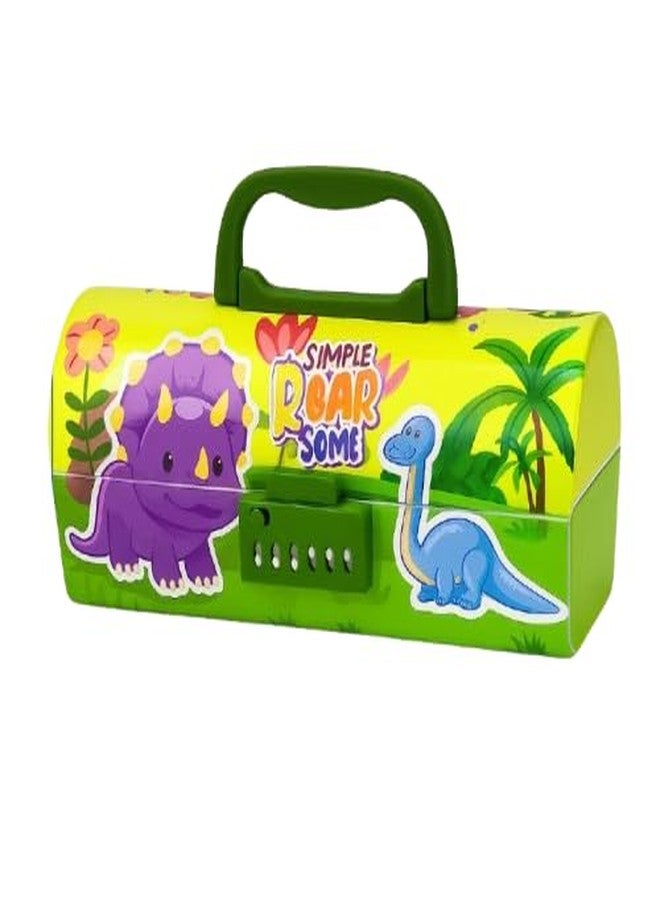 FancyHub | Kids Dinosaur Lock Box with Handle | Metal Storage Case for Boys & Girls | Portable Treasure Safe with Combination Lock | Dino Theme Toy Organizer (DINO BOX) - Image 1