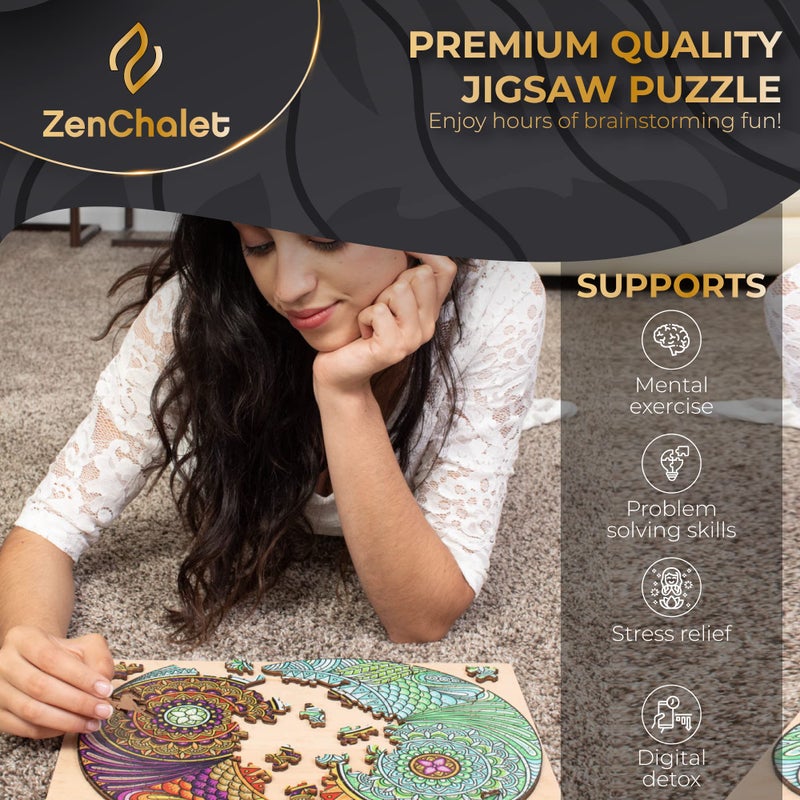 ZenChalet ZenChalet - Yin Yang 500 Piece Puzzles for Adults - Wooden Puzzle for Adults  Premium Wooden Puzzle with Durable Construction - Brain Teaser Puzzle - Image 2