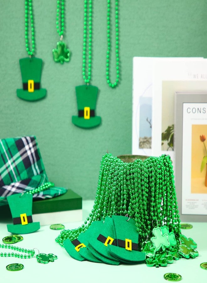 Batiyeer 120 Pieces St. Patricks Day Shamrock Bead Necklaces Bulk Mardi Gras Bead Necklaces Metallic Green Shamrock Clover Beads Necklaces for St. Patrick's Day Mardi Gras Party Favors Supplies - Image 5