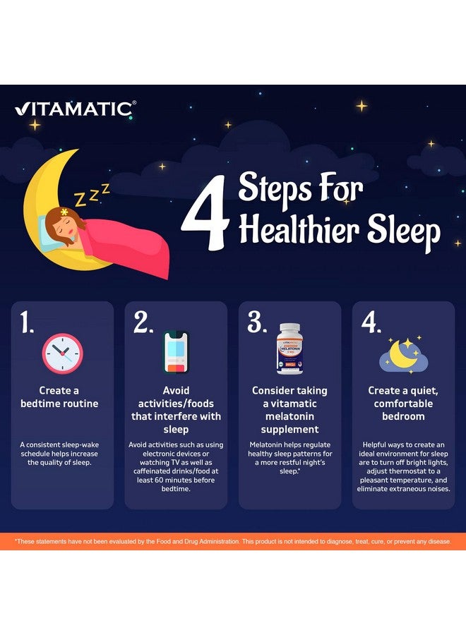 Vitamatic Melatonin 3mg Tablets | Vegetarian, Non-GMO, Gluten Free | 1 Year Supply | Natural Berry Flavor - 365 Tablets - Image 4