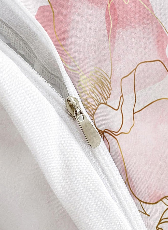 AILONEN Eiffel Tower Pink Duvet Cover Set Queen Size,Tie Dye Flower Comforter Cover Set for Girls Women,3-Piece Pink and Gold Watercolor Gold Paris Duvet Cover with 2 Pillowcases - Image 5