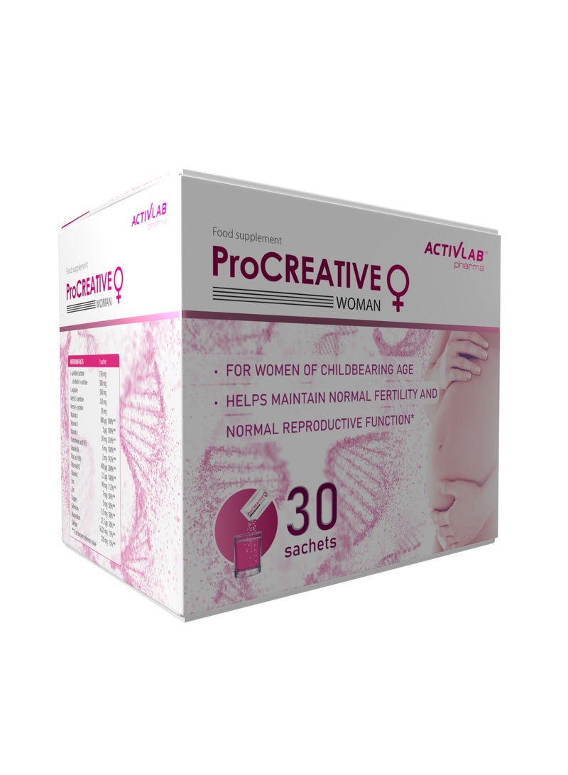 اكتف لاب فارما ProCreative Woman، 30 كيسًا، بنكهة الحمضيات/الفواكه، يدعم الخصوبة لدى النساء - Image 3