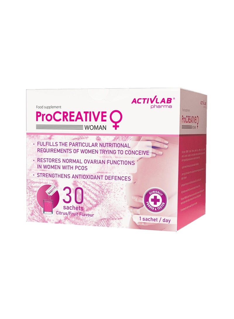 Activlab Pharma ProCreative Woman, 30 sachets, Citrus/Fruit flavour, fertility support for women - Image 1