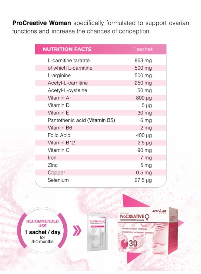 Activlab Pharma ProCreative Woman, 30 sachets, Citrus/Fruit flavour, fertility support for women - Image 5
