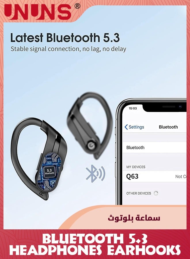 UNUNS Wireless Earbuds Bluetooth Headphones,Wireless Charging Case LED Display 48H Playtime, Sport Earphones Built-in Mic,Over-Ear Buds With Earhooks,Waterproof Headset For Sport Running Workout,Black - Image 4