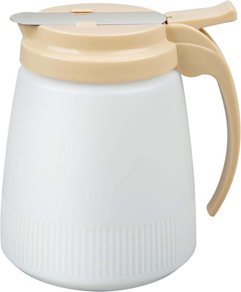 Restaurantware Restaurantware  RW Base 32 Ounce All Purpose Syrup Dispenser 1 Honey Dispenser  Beige Top Stainless Steel Slide Cover Plastic Pancake Syrup Dispenser Perfect For Diners Restaurants Home - Image 2