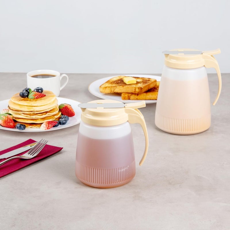 Restaurantware Restaurantware  RW Base 32 Ounce All Purpose Syrup Dispenser 1 Honey Dispenser  Beige Top Stainless Steel Slide Cover Plastic Pancake Syrup Dispenser Perfect For Diners Restaurants Home - Image 5