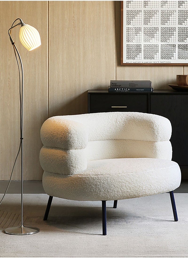 Merry Moments White Boucle Armchair Upholstered Armchair Lounge Chair Sofa Chair Dining Chair Makeup Chair for Bedroom Living Dining Retail H71xW76xL60 cm  - Image 1
