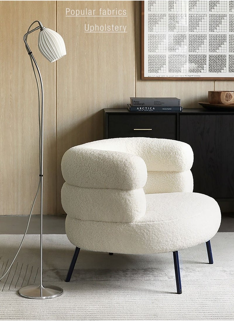 Merry Moments White Boucle Armchair Upholstered Armchair Lounge Chair Sofa Chair Dining Chair Makeup Chair for Bedroom Living Dining Retail H71xW76xL60 cm  - Image 3