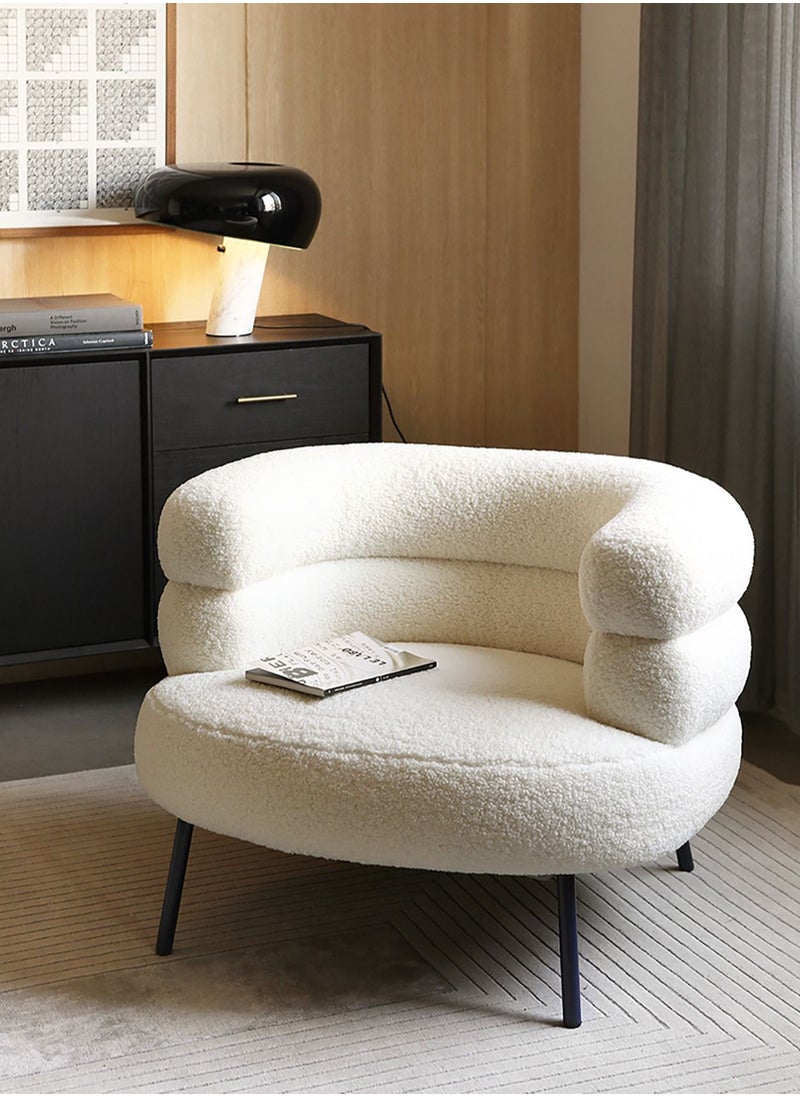Merry Moments White Boucle Armchair Upholstered Armchair Lounge Chair Sofa Chair Dining Chair Makeup Chair for Bedroom Living Dining Retail H71xW76xL60 cm  - Image 2