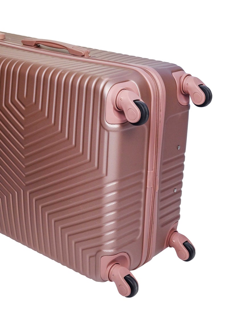 TRAVEL WAY حقيبة سفر خفيفة الوزن ومسجلة من TravelWay - حقيبة صلبة لحمل 40 كجم من الأمتعة الدوارة للسفر | مادة ABS مع 4 عجلات دوارة (ذهبي وردي، 32 بوصة (81 سم)) - Image 5