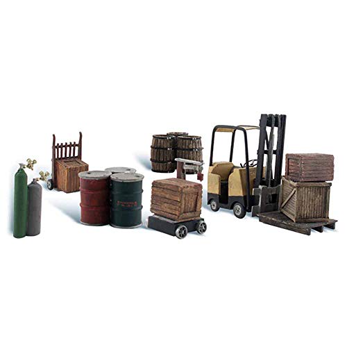 Woodland Scenics Loading Dock Details (Forklift, Crates, Barrels, Wellding Tanks & Hand Cart) HO Scale - Image 4