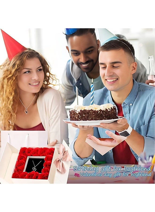 16 وردة محفوظة طويلة الأمد مع عنقين، في صندوق المجوهرات مع عنقين "أحبك" وعنقين "أحبك" بـ 100 لغة كهدية، للوالدة/الابنة/الشريكة/الزوجة في الذكرى السنوية/الزواج/عيد الميلاد/عيد الميلاد - Image 5